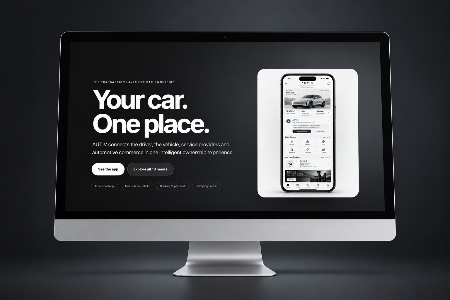 AUTIV automotive platform displayed on a desktop monitor