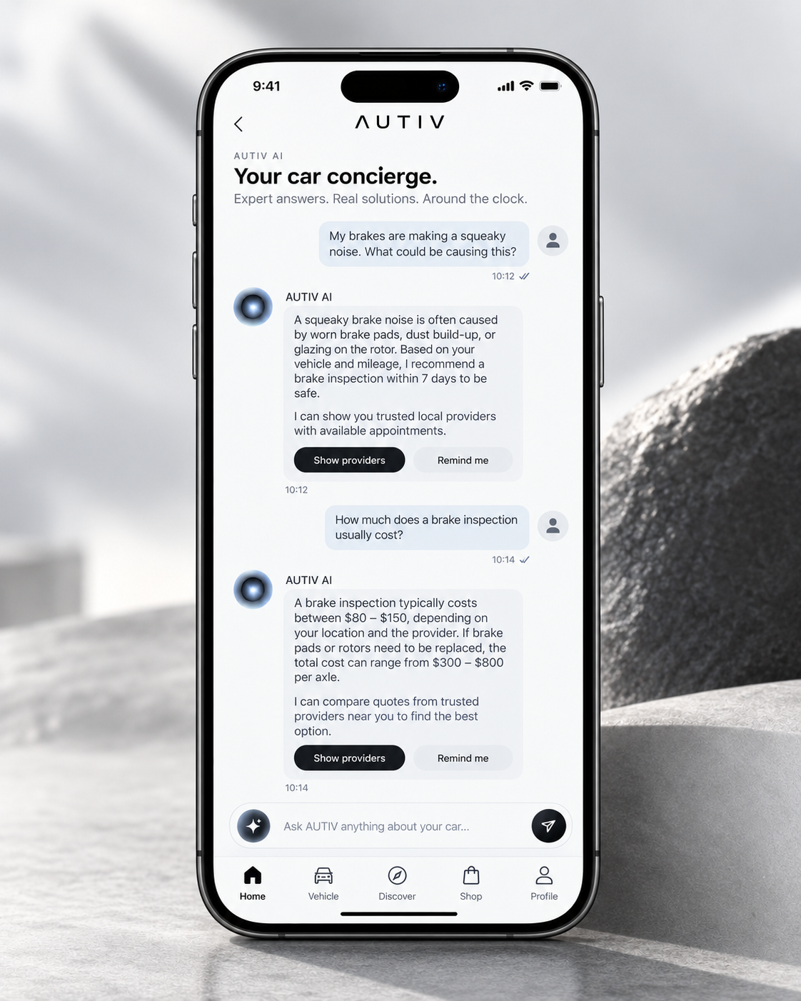 AUTIV AI concierge screen