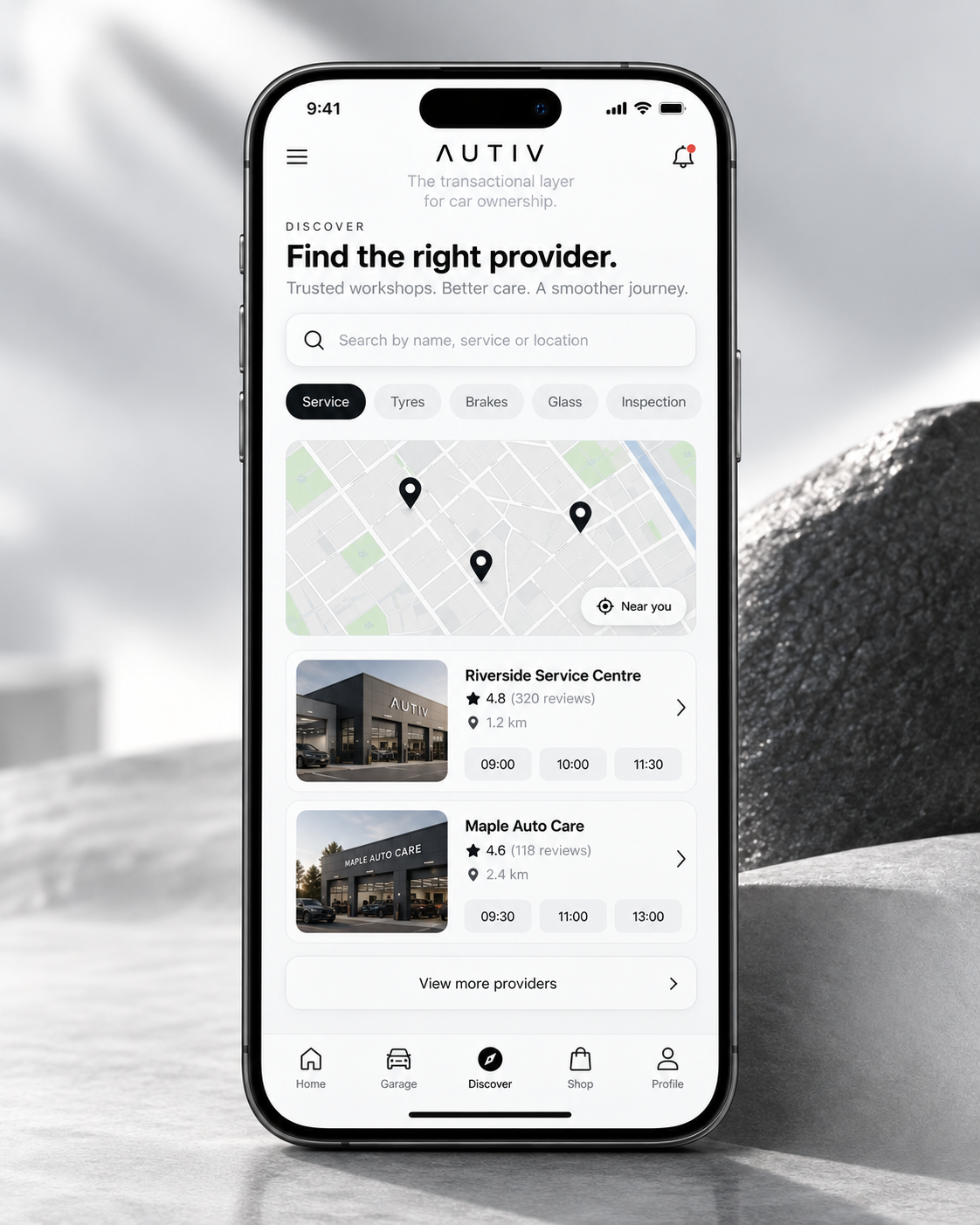 AUTIV provider discovery screen
