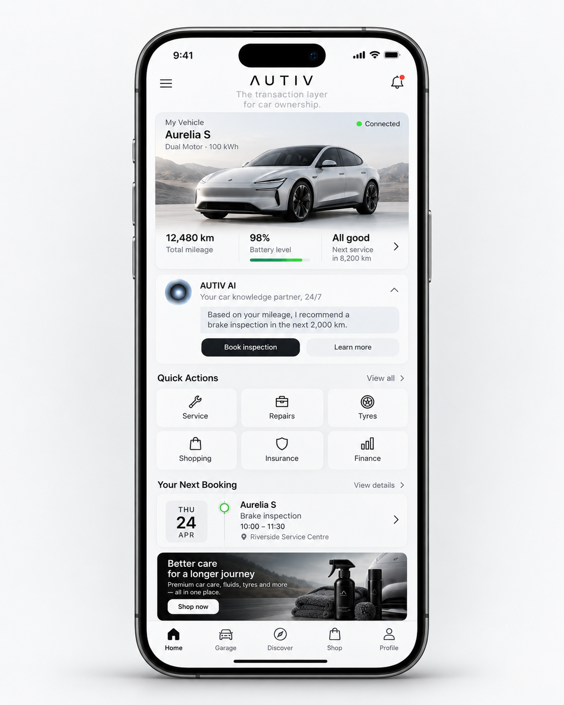 AUTIV mobile app home screen