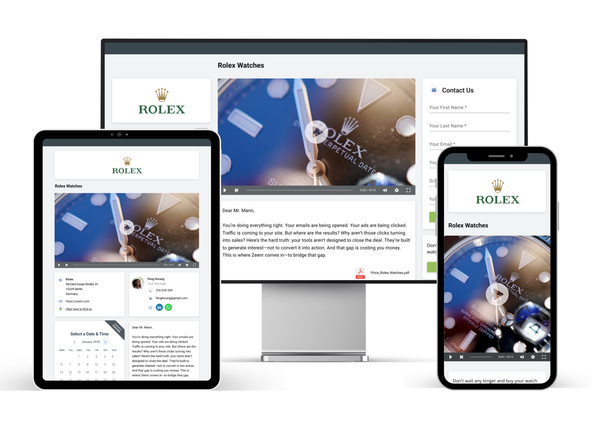Supplied Zeenr Video Conversion Hub shown on desktop, tablet and mobile
